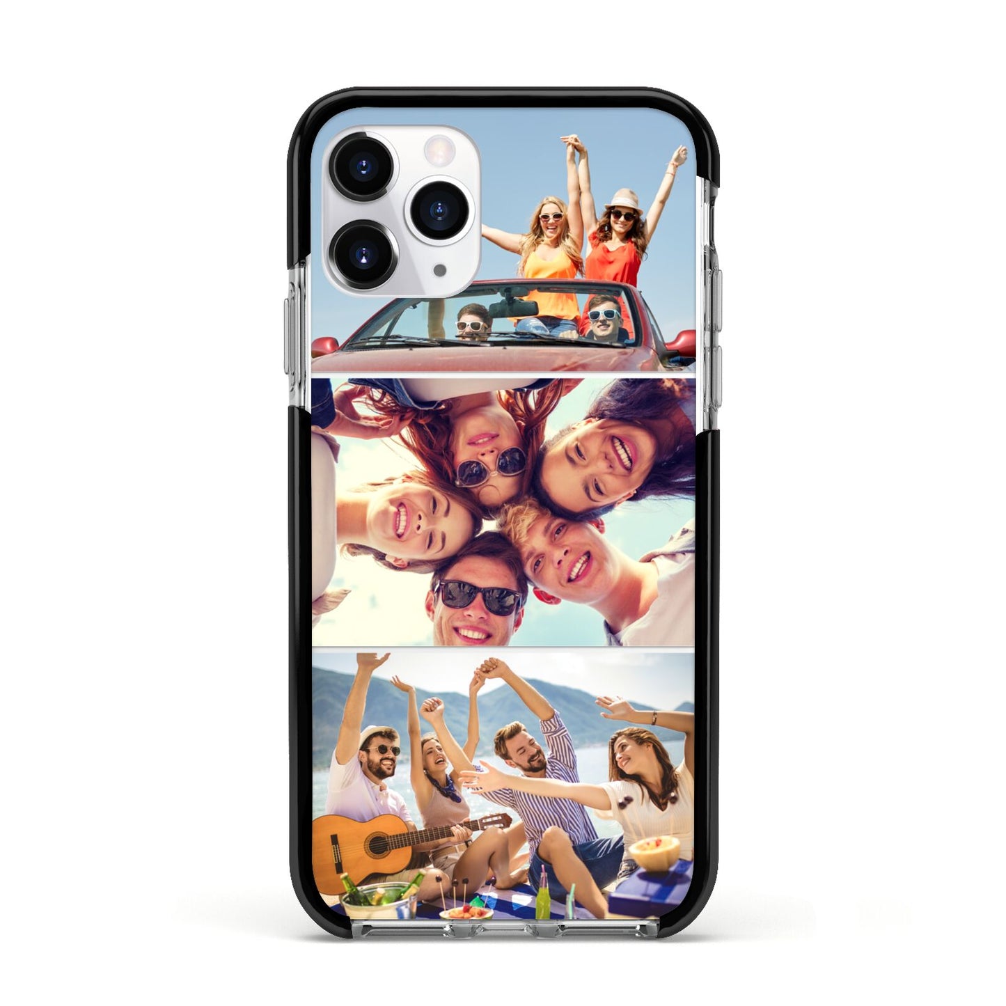 Three Photo Apple iPhone 11 Pro in Silver with Black Impact Case