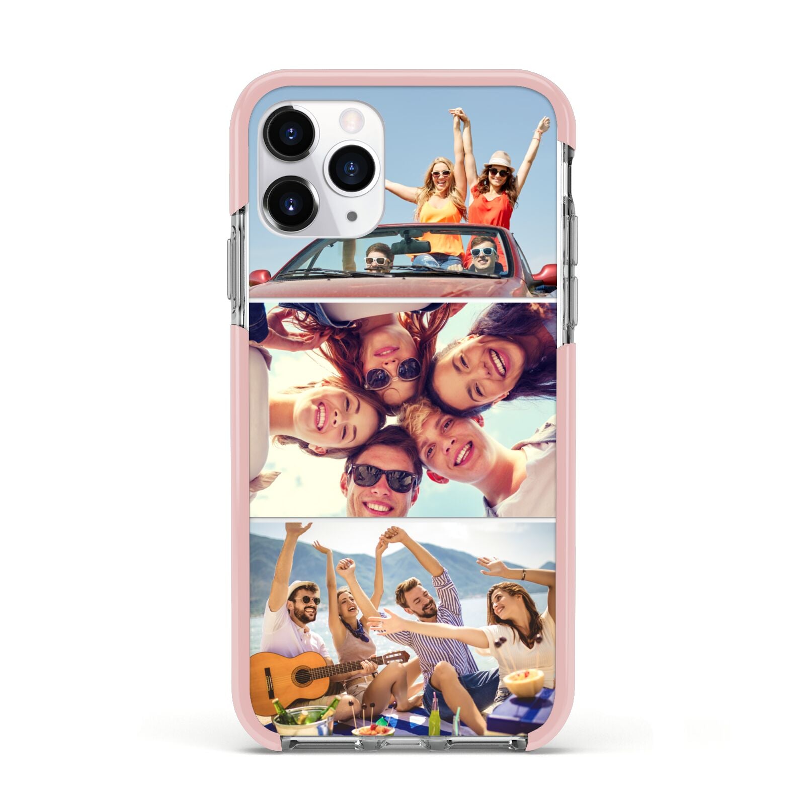 Three Photo Apple iPhone 11 Pro in Silver with Pink Impact Case