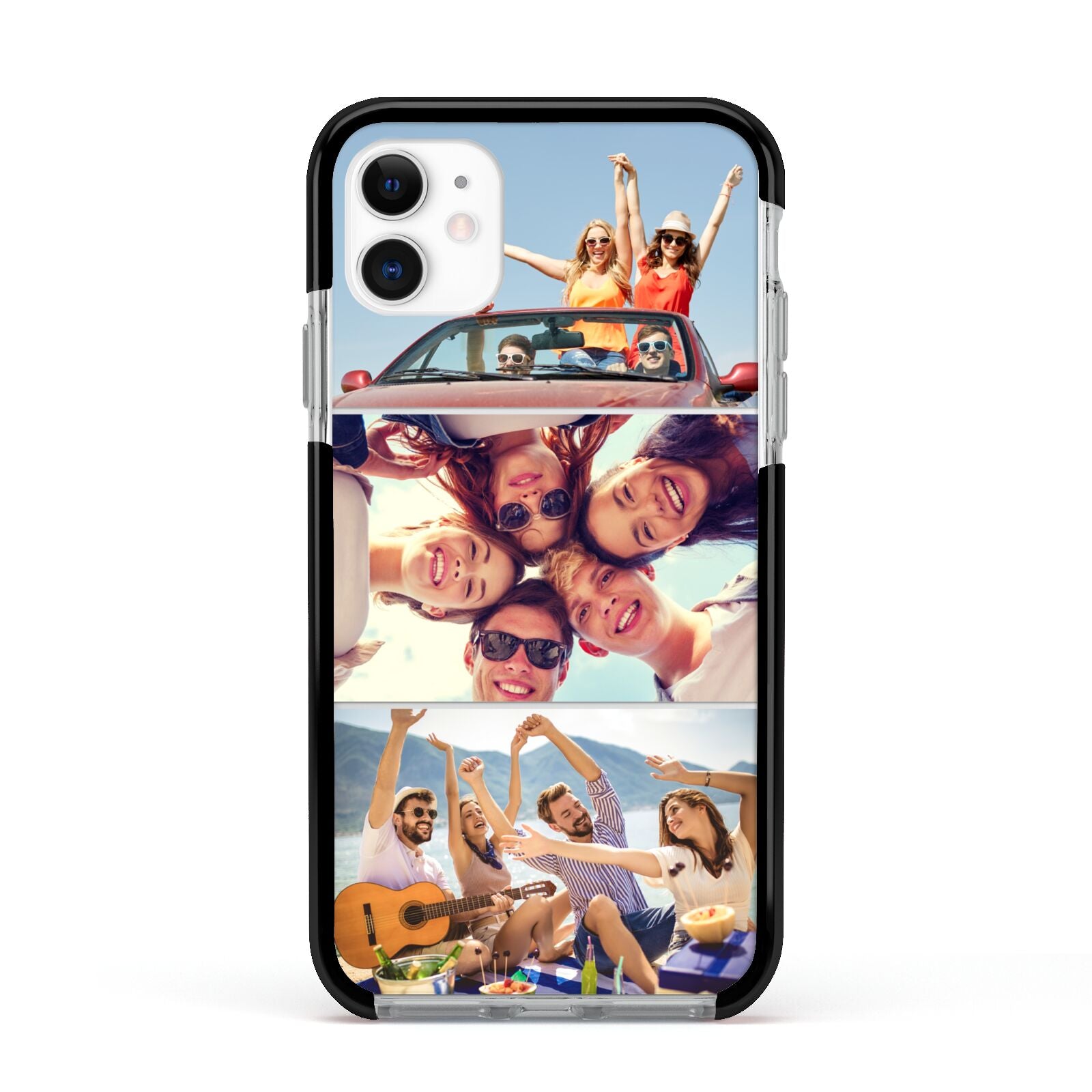 Three Photo Apple iPhone 11 in White with Black Impact Case