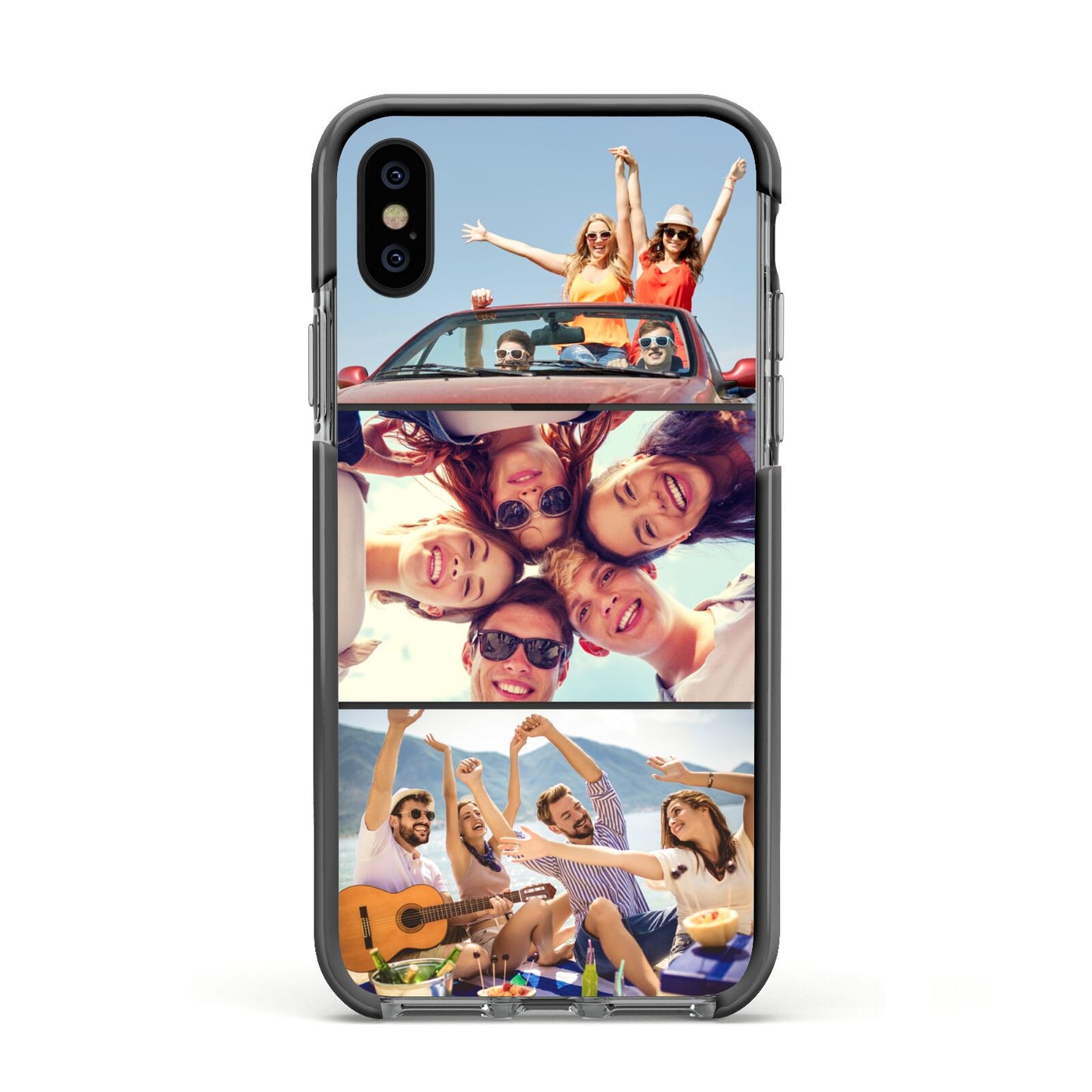 Three Photo Apple iPhone Xs Impact Case Black Edge on Black Phone