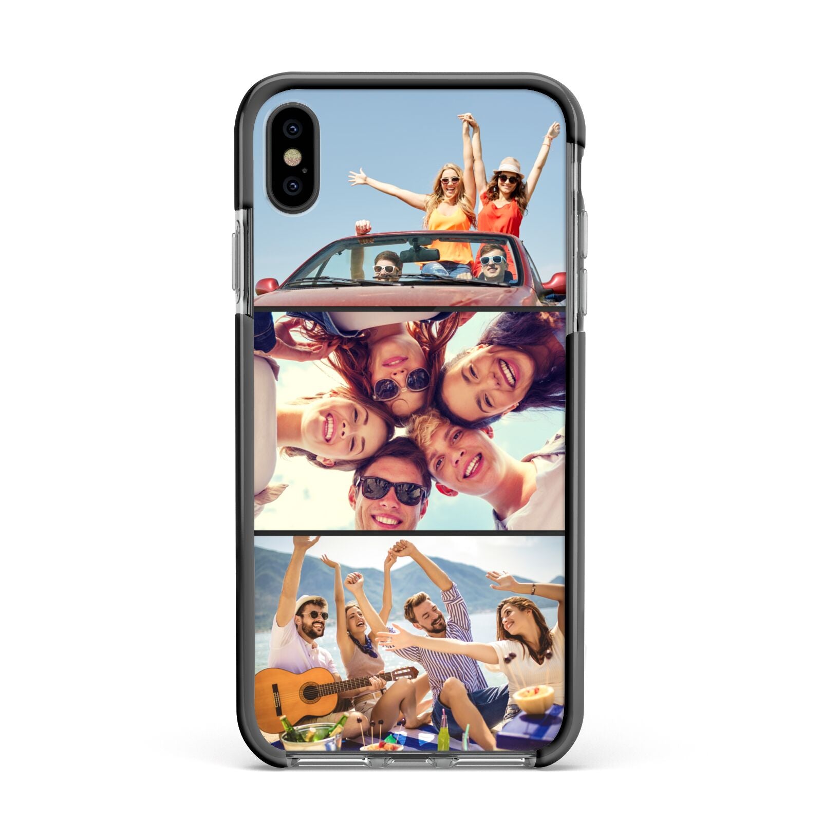 Three Photo Apple iPhone Xs Max Impact Case Black Edge on Black Phone