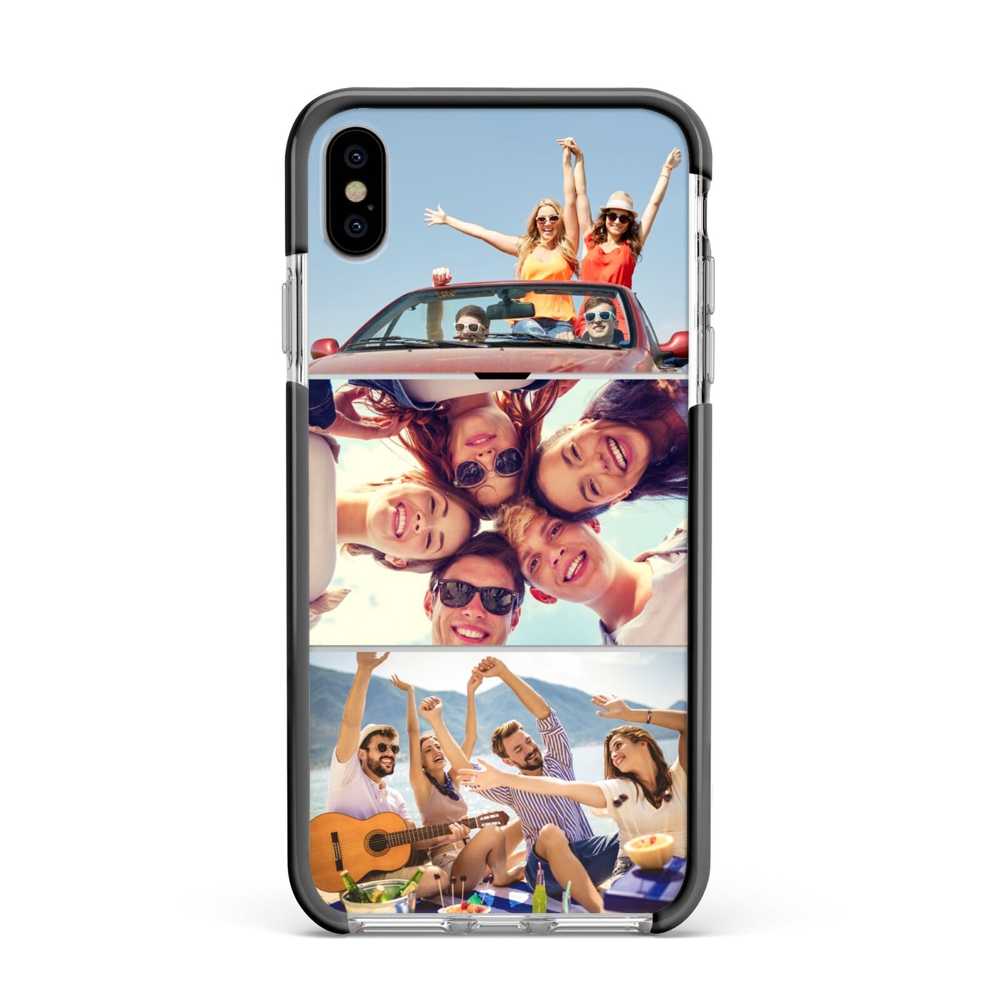 Three Photo Apple iPhone Xs Max Impact Case Black Edge on Silver Phone