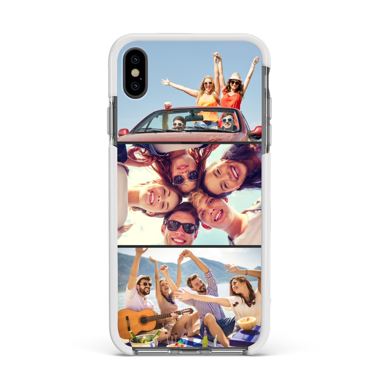 Three Photo Apple iPhone Xs Max Impact Case White Edge on Black Phone