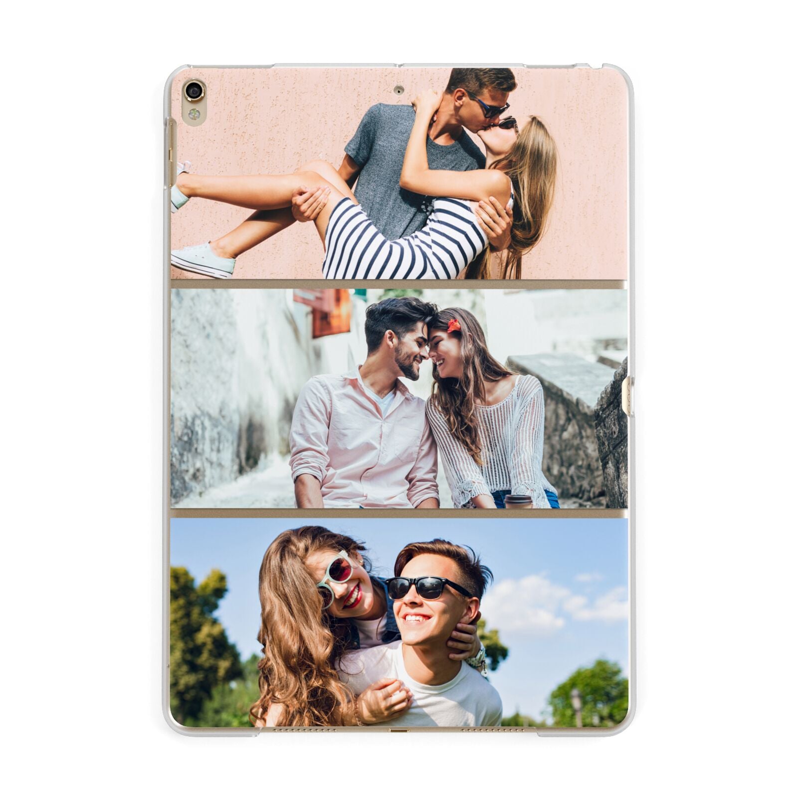 Three Photo Collage Apple iPad Gold Case