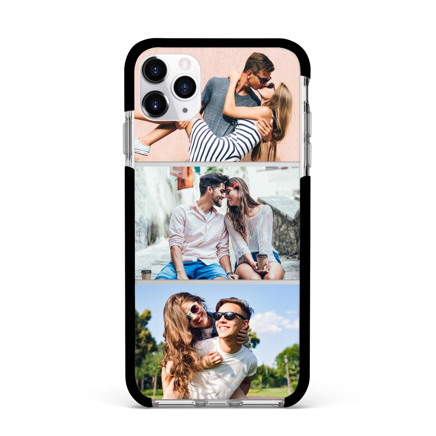 Three Photo Collage Apple iPhone 11 Pro Max in Silver with Black Impact Case
