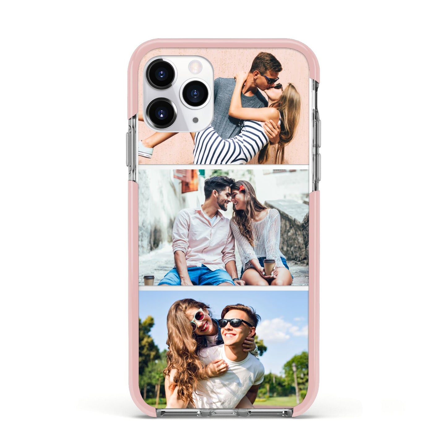 Three Photo Collage Apple iPhone 11 Pro in Silver with Pink Impact Case