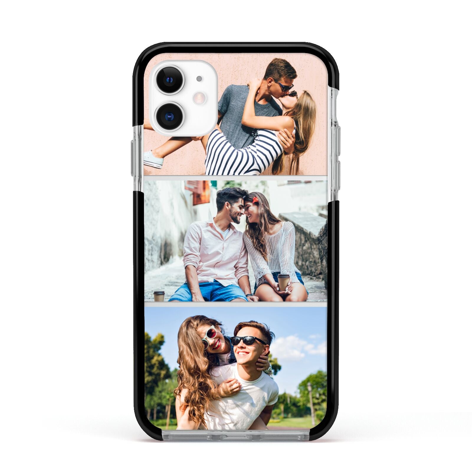 Three Photo Collage Apple iPhone 11 in White with Black Impact Case