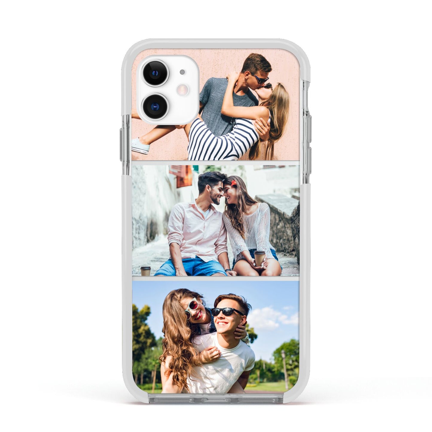Three Photo Collage Apple iPhone 11 in White with White Impact Case