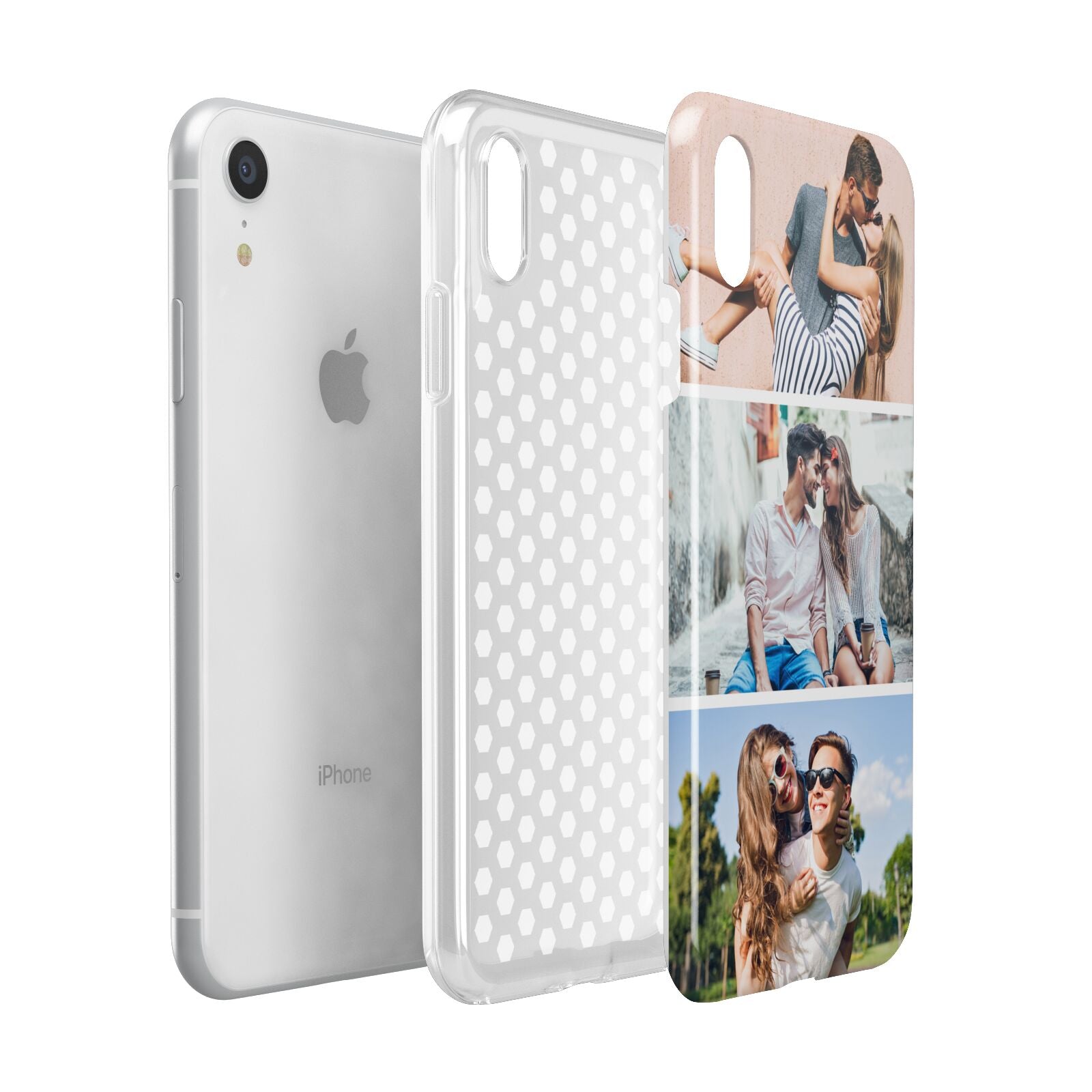 Three Photo Collage Apple iPhone XR White 3D Tough Case Expanded view