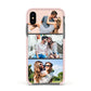 Three Photo Collage Apple iPhone Xs Impact Case Pink Edge on Black Phone
