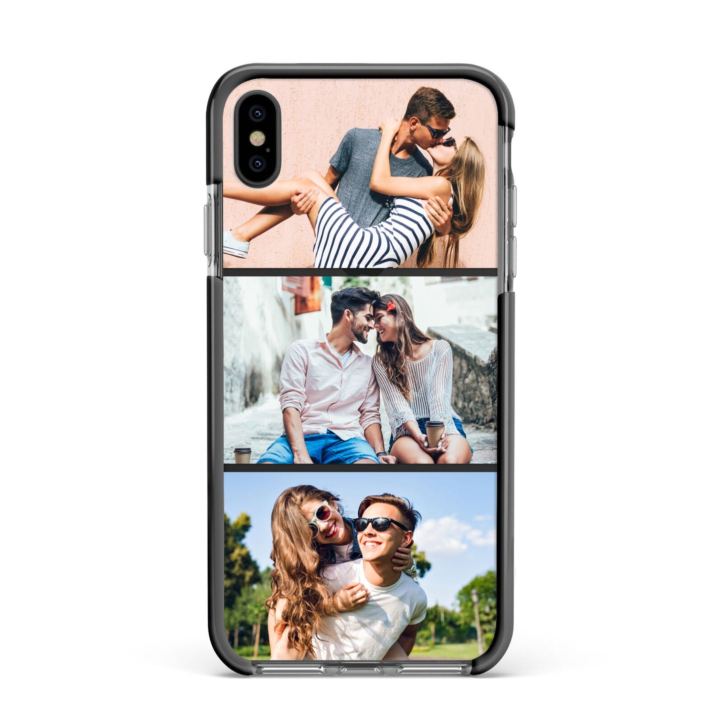 Three Photo Collage Apple iPhone Xs Max Impact Case Black Edge on Black Phone