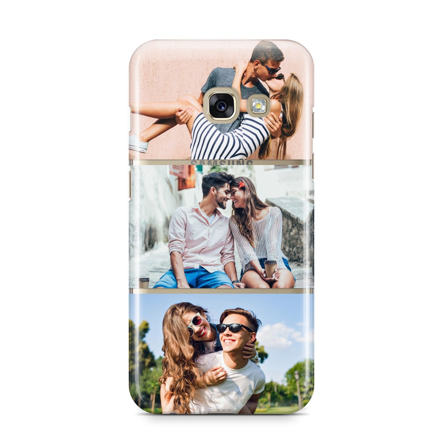 Three Photo Collage Samsung Galaxy A3 2017 Case on gold phone
