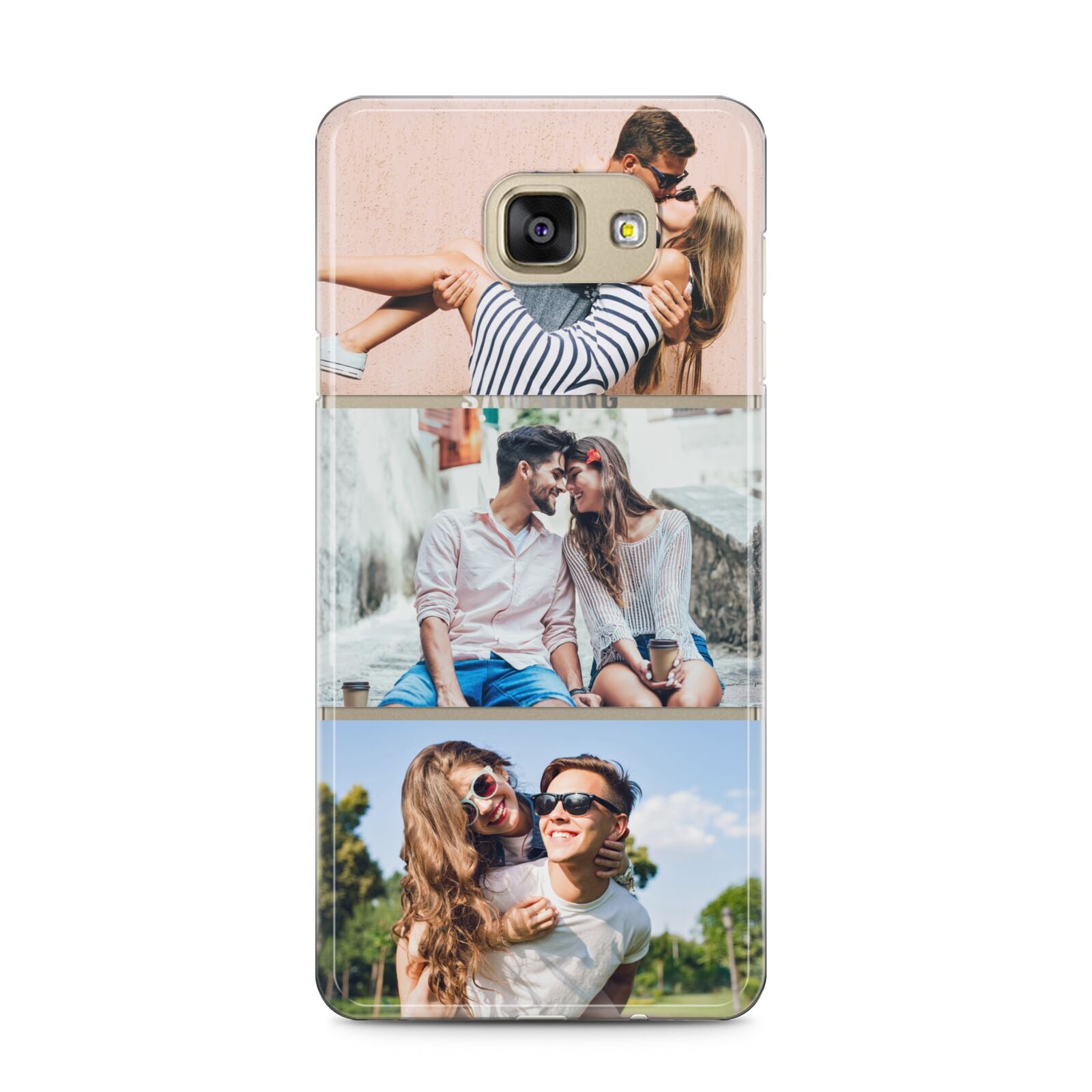 Three Photo Collage Samsung Galaxy A5 2016 Case on gold phone