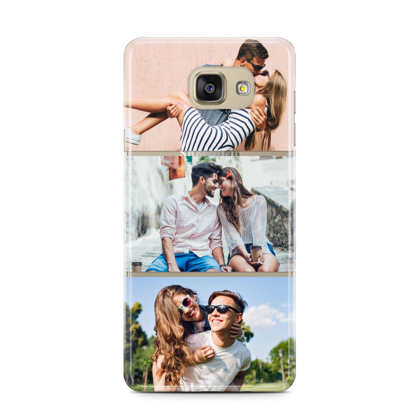 Three Photo Collage Samsung Galaxy A7 2016 Case on gold phone