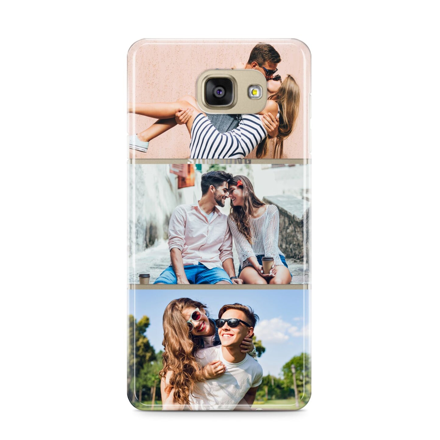 Three Photo Collage Samsung Galaxy A9 2016 Case on gold phone