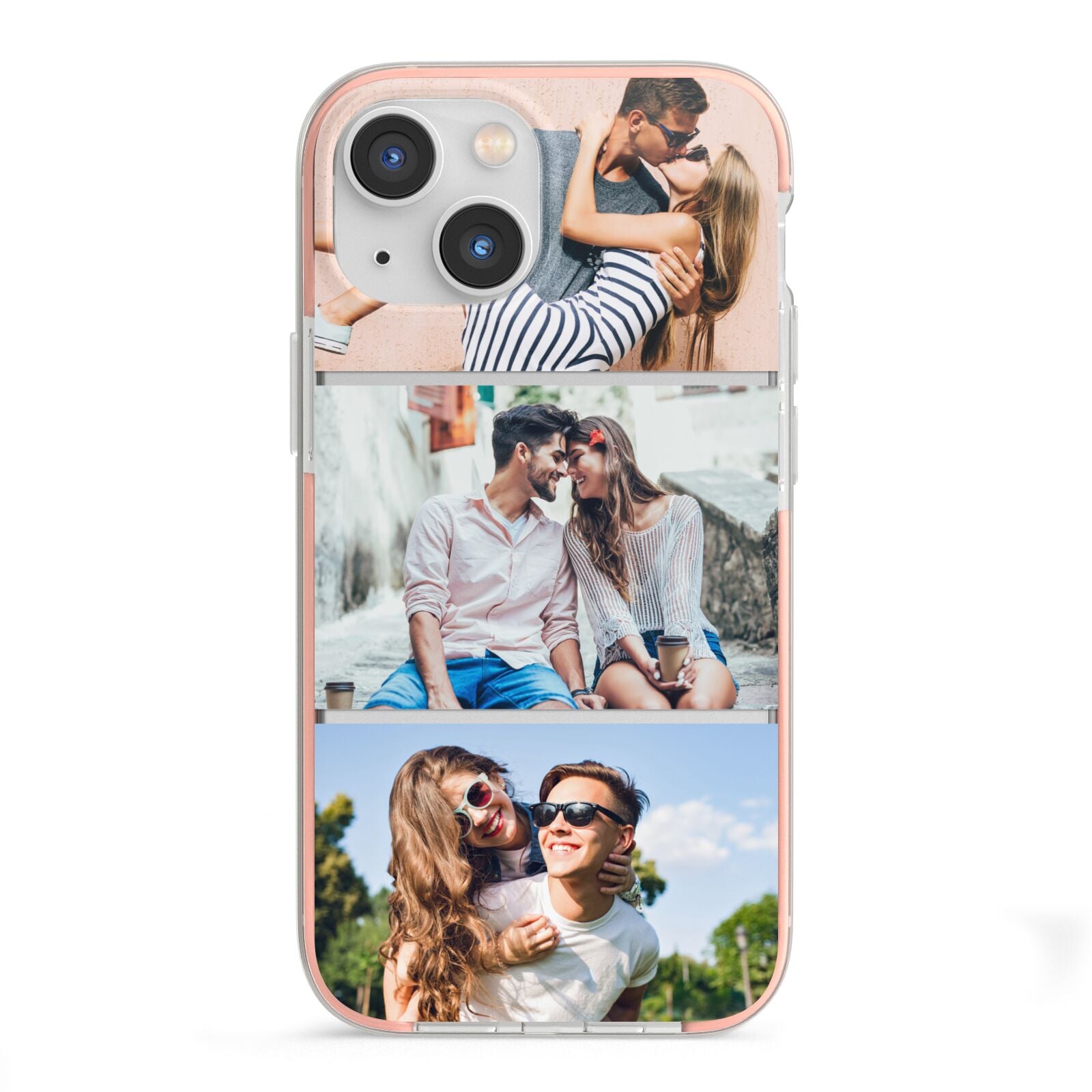 Three Photo Collage iPhone 13 Mini TPU Impact Case with Pink Edges