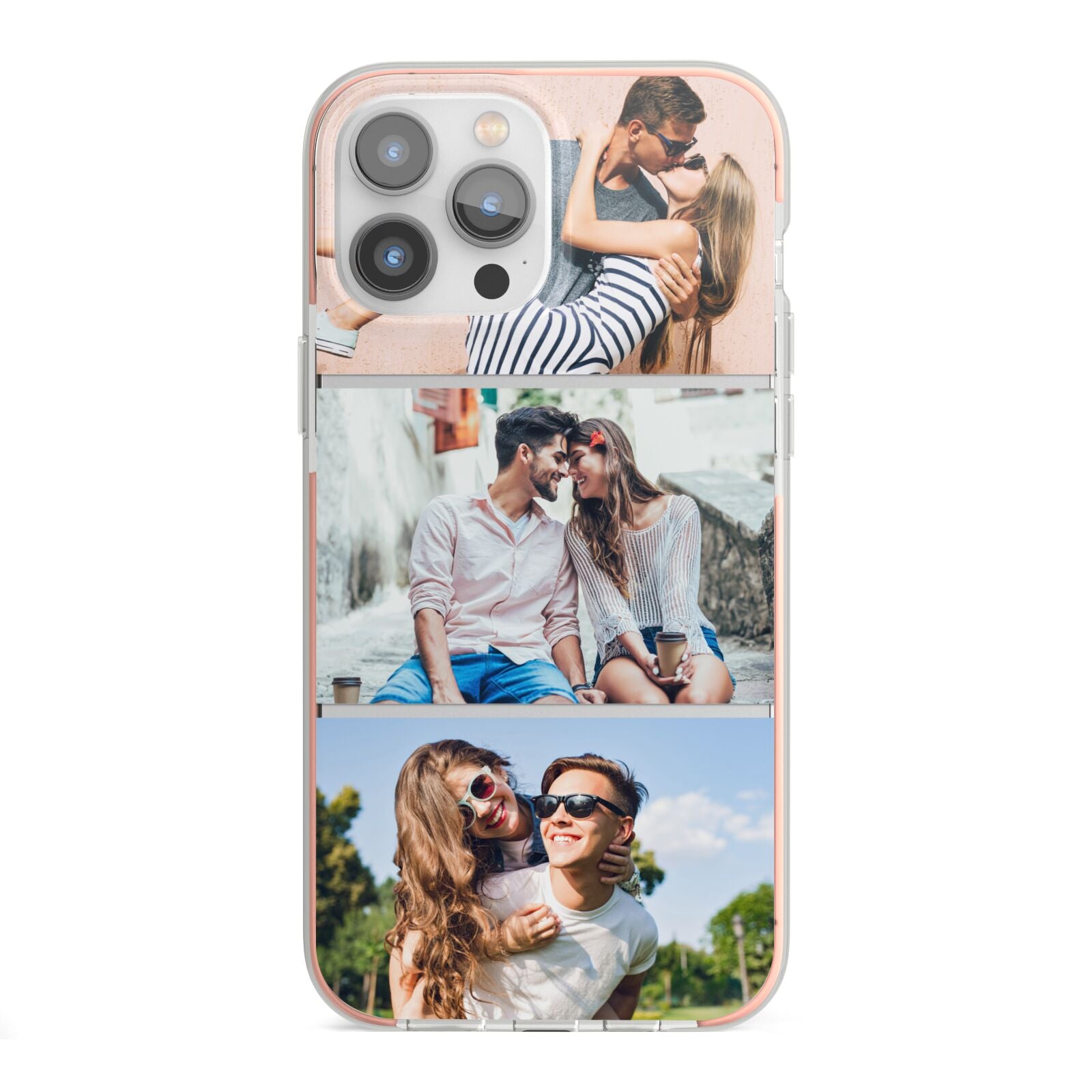 Three Photo Collage iPhone 13 Pro Max TPU Impact Case with Pink Edges