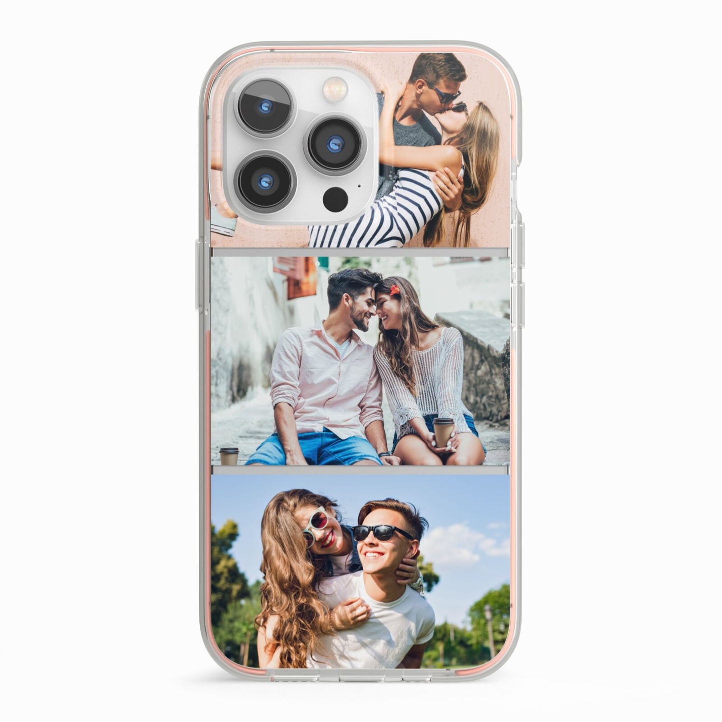 Three Photo Collage iPhone 13 Pro TPU Impact Case with Pink Edges