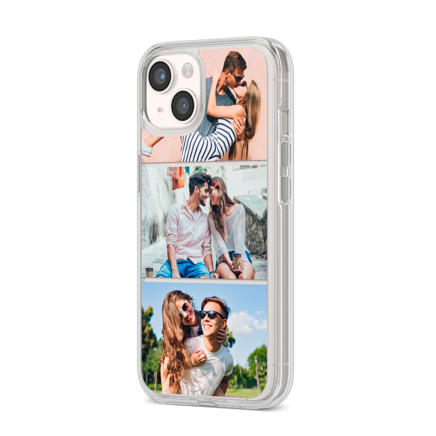 Three Photo Collage iPhone 14 Clear Tough Case Starlight Angled Image