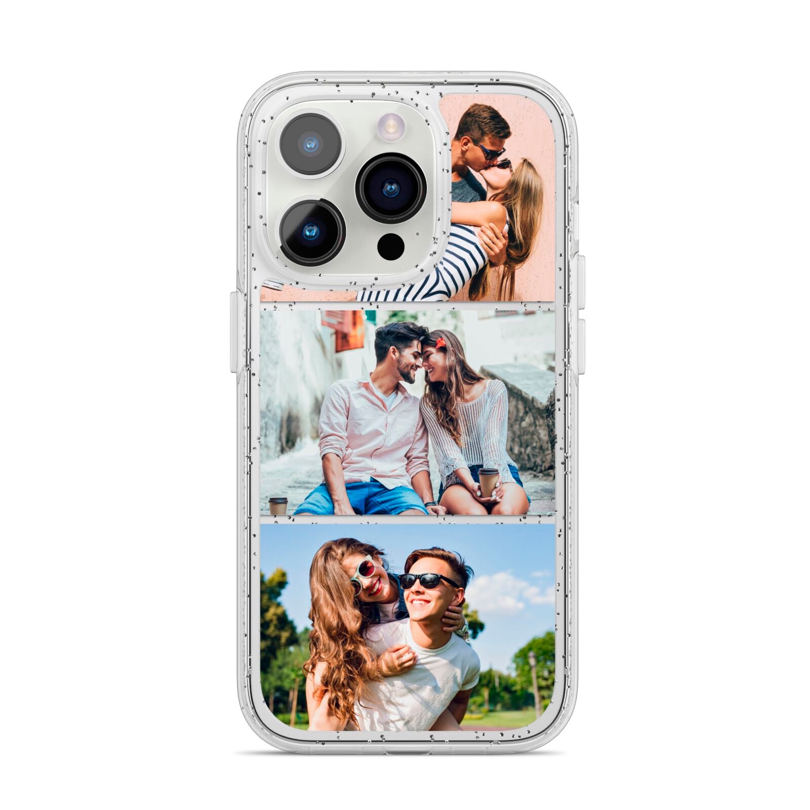 Three Photo Collage iPhone 14 Pro Glitter Tough Case Silver