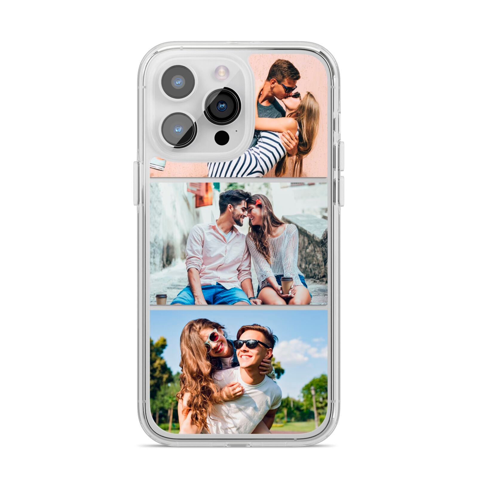 Three Photo Collage iPhone 14 Pro Max Clear Tough Case Silver