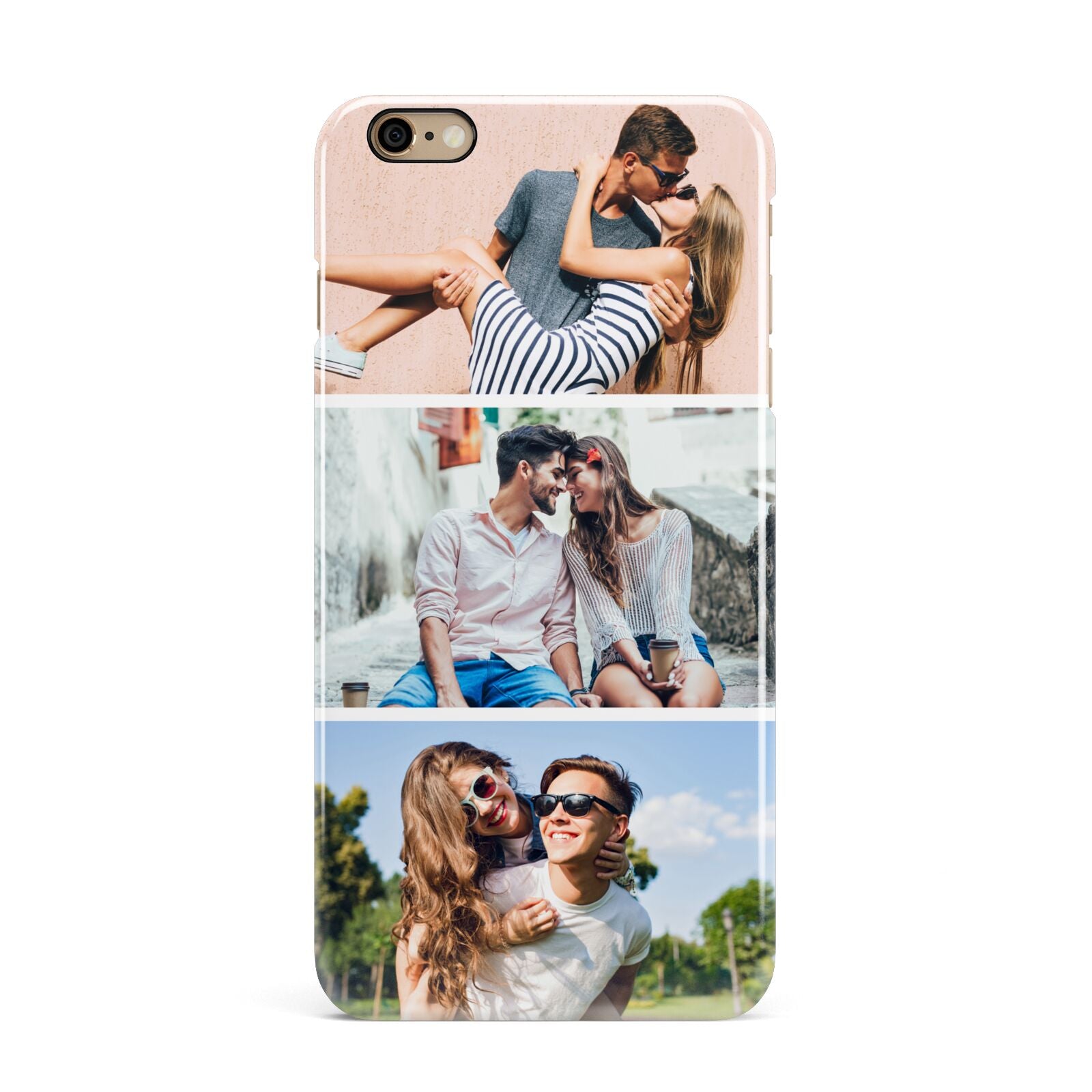 Three Photo Collage iPhone 6 Plus 3D Snap Case on Gold Phone