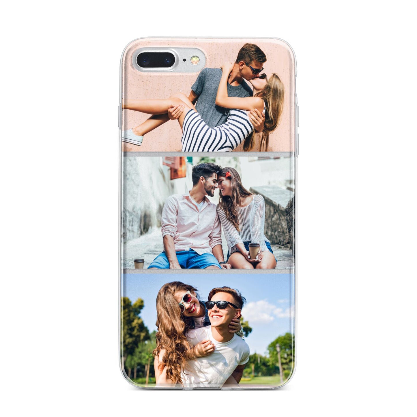 Three Photo Collage iPhone 7 Plus Bumper Case on Silver iPhone