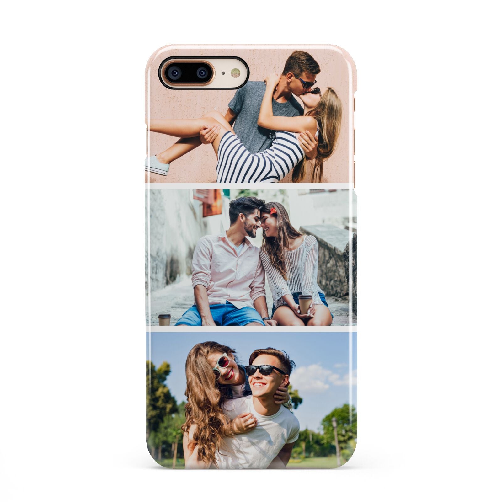 Three Photo Collage iPhone 8 Plus 3D Snap Case on Gold Phone