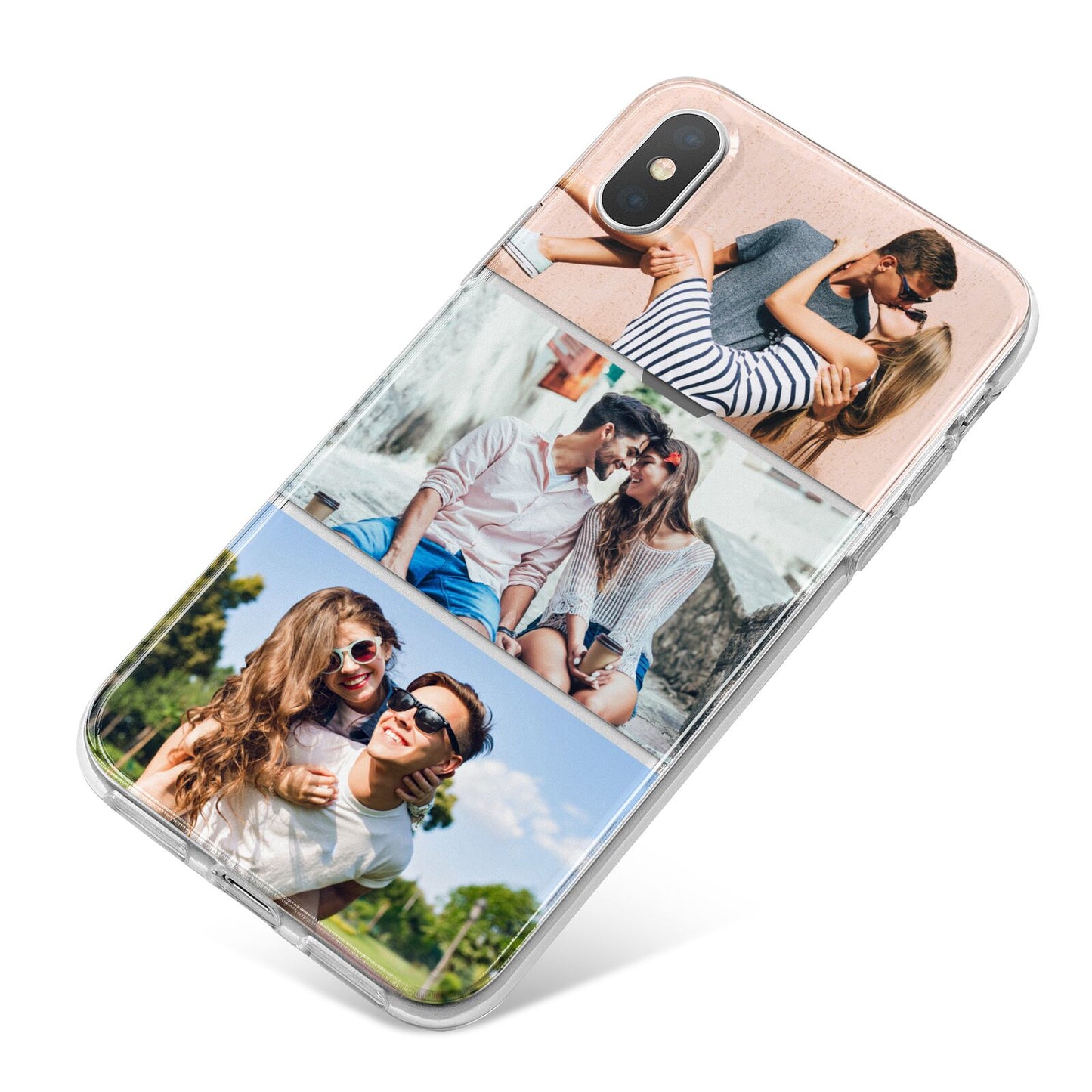 Three Photo Collage iPhone X Bumper Case on Silver iPhone