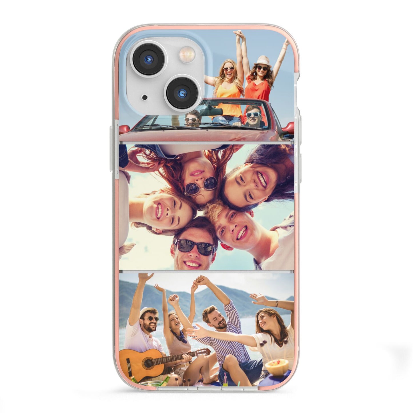 Three Photo iPhone 13 Mini TPU Impact Case with Pink Edges