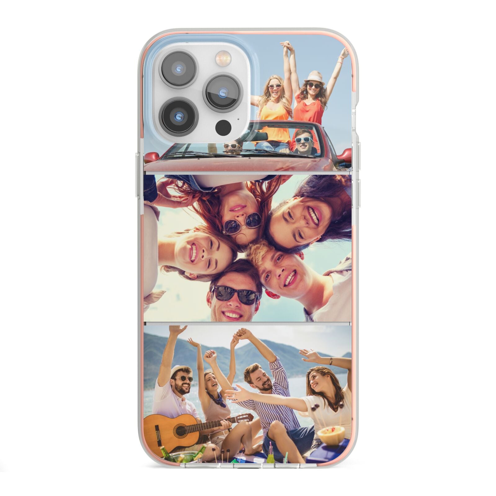 Three Photo iPhone 13 Pro Max TPU Impact Case with Pink Edges