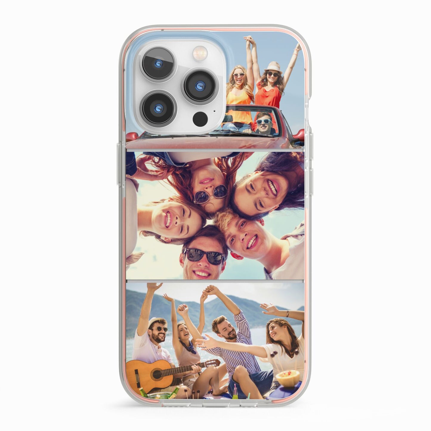 Three Photo iPhone 13 Pro TPU Impact Case with Pink Edges