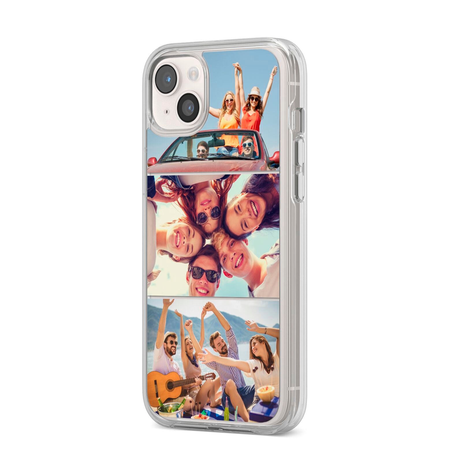 Three Photo iPhone 14 Plus Clear Tough Case Starlight Angled Image