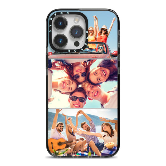 Three Photo iPhone 14 Pro Max Black Impact Case on Silver phone