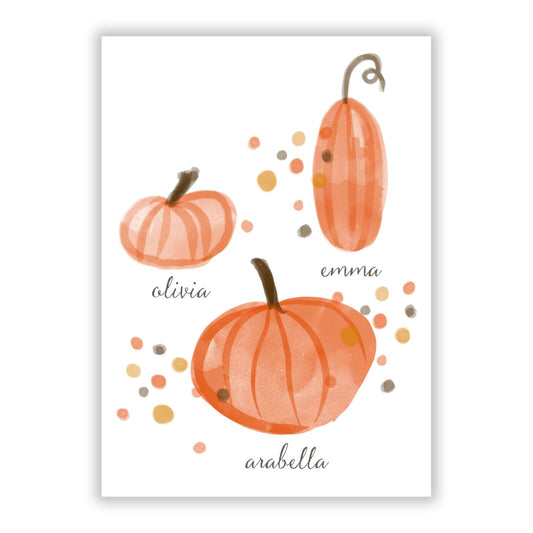 Three Pumpkins Personalised A5 Flat Greetings Card