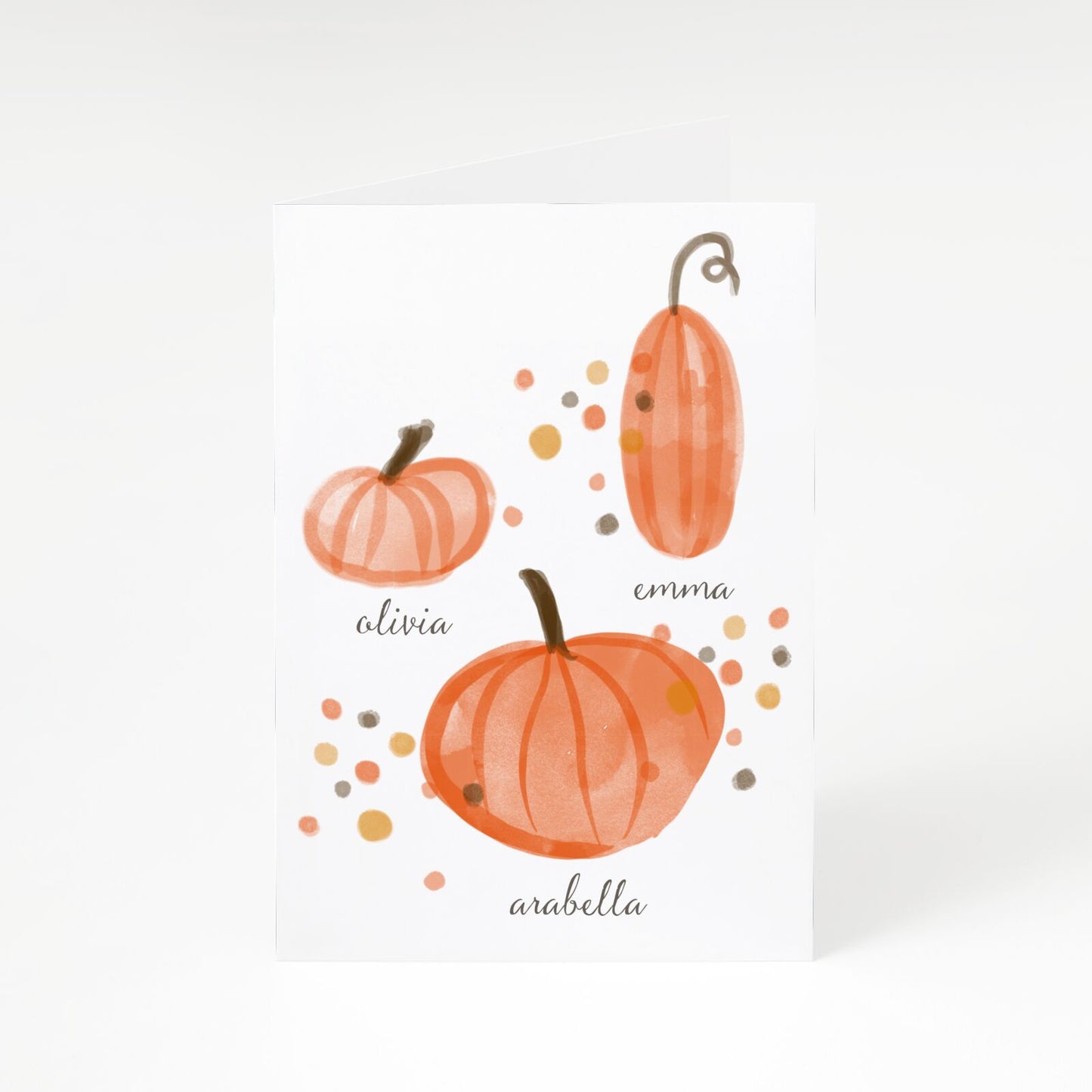 Three Pumpkins Personalised A5 Greetings Card