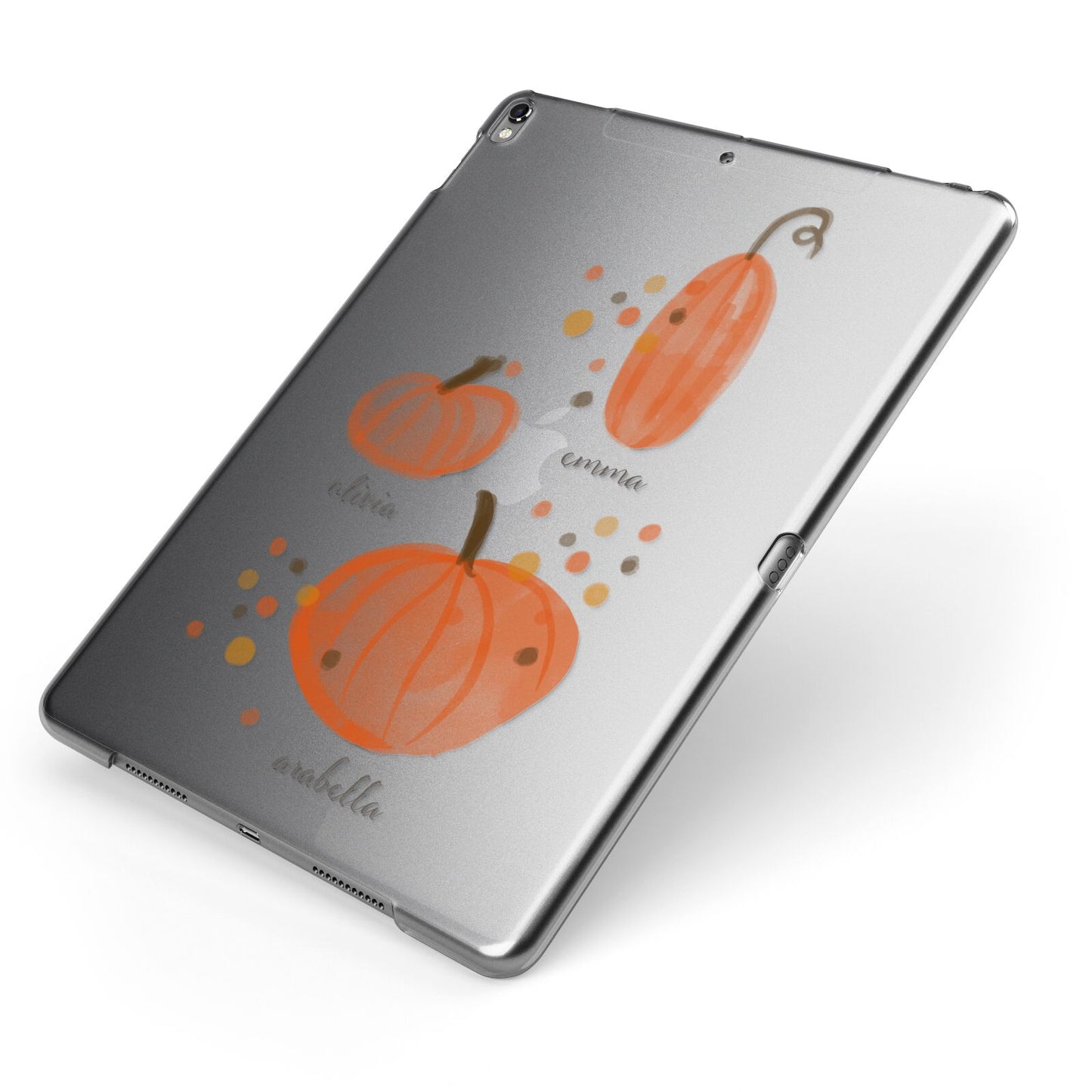 Three Pumpkins Personalised Apple iPad Case on Grey iPad Side View