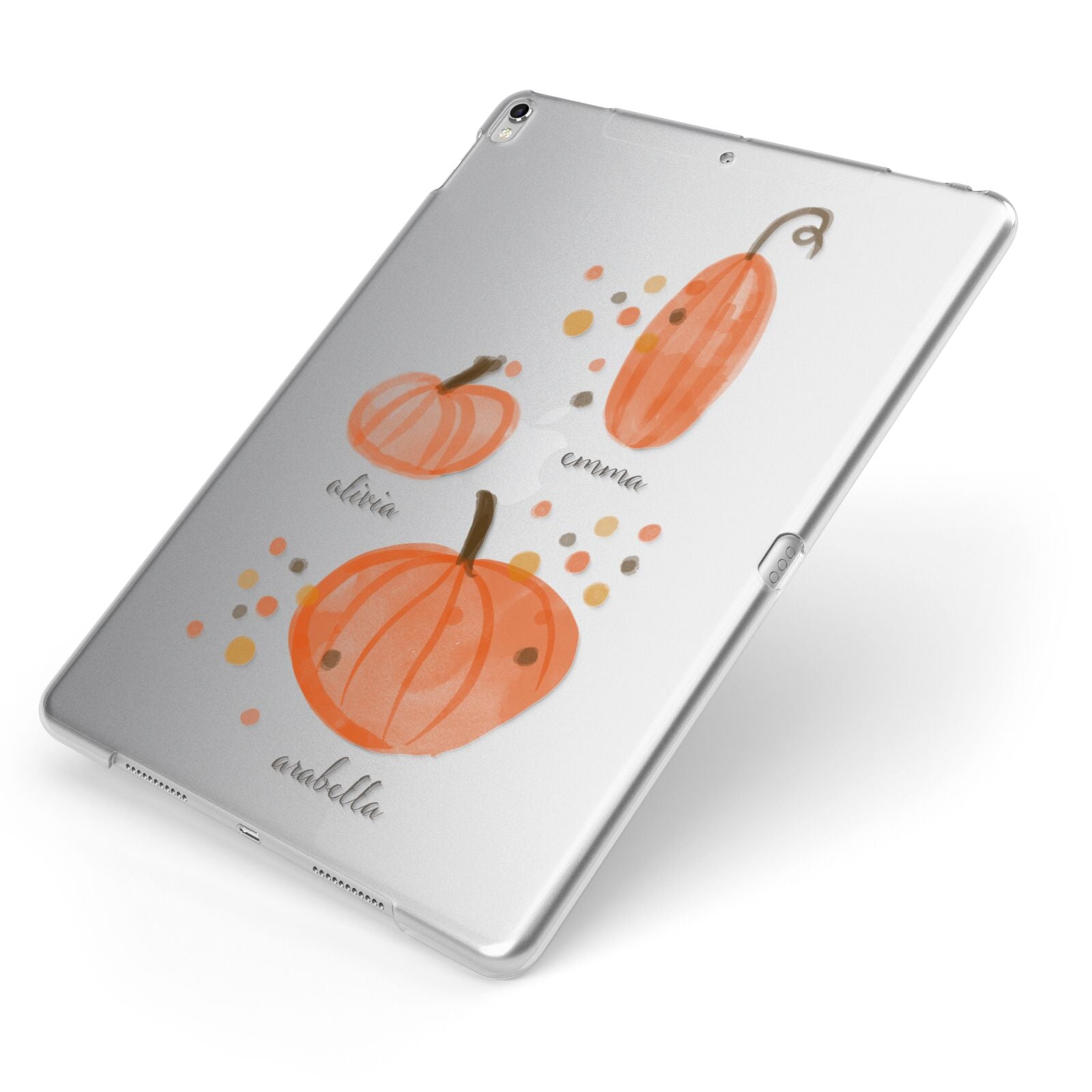 Three Pumpkins Personalised Apple iPad Case on Silver iPad Side View