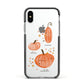 Three Pumpkins Personalised Apple iPhone Xs Impact Case Black Edge on Silver Phone