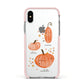 Three Pumpkins Personalised Apple iPhone Xs Impact Case Pink Edge on Silver Phone