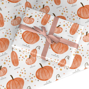 Three Pumpkins Personalised Wrapping Paper