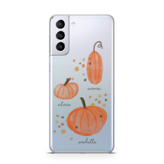 Three Pumpkins Personalised Samsung S21 Plus Phone Case