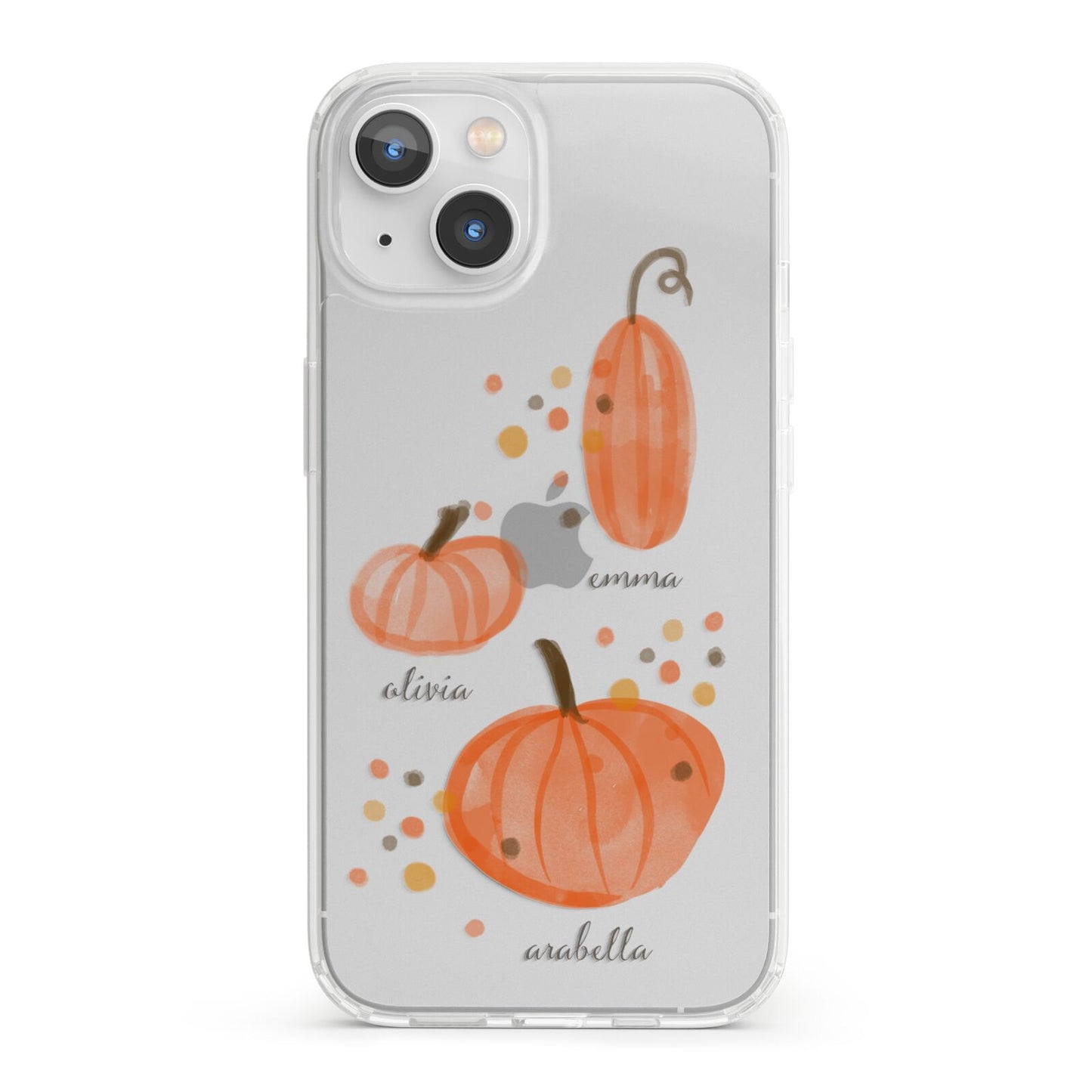 Three Pumpkins Personalised iPhone 13 Clear Bumper Case