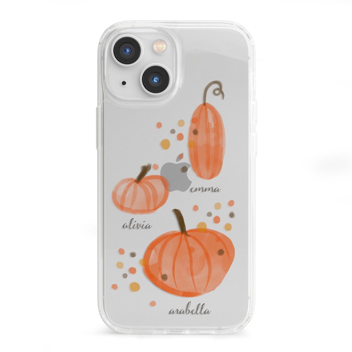 Three Pumpkins Personalised iPhone 13 Mini Clear Bumper Case