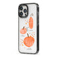 Three Pumpkins Personalised iPhone 13 Pro Max Black Impact Case Side Angle on Silver phone