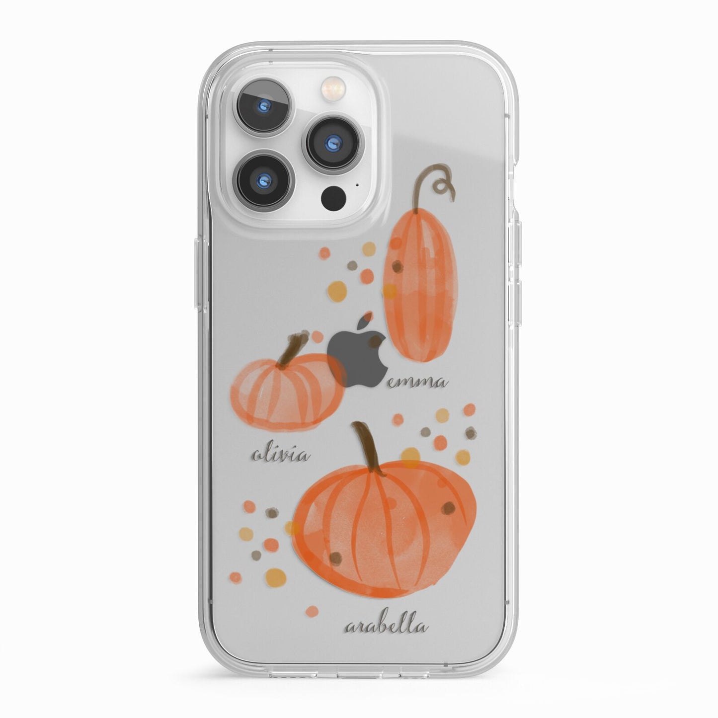 Three Pumpkins Personalised iPhone 13 Pro TPU Impact Case with White Edges