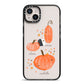 Three Pumpkins Personalised iPhone 14 Plus Black Impact Case on Silver phone