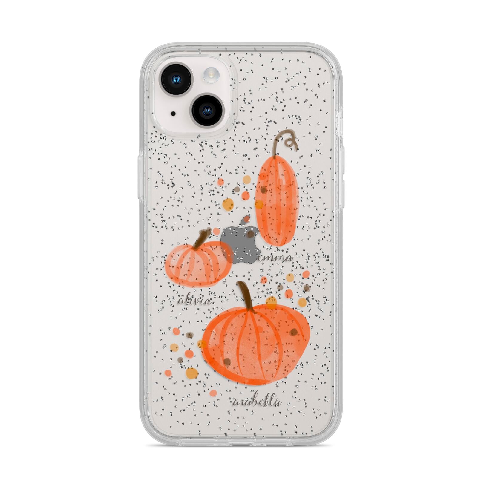 Three Pumpkins Personalised iPhone 14 Plus Glitter Tough Case Starlight