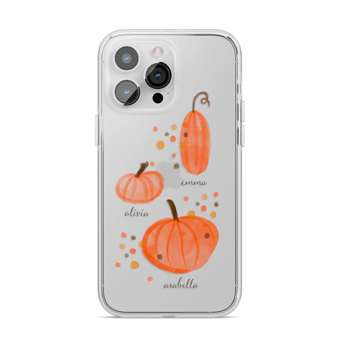 Three Pumpkins Personalised iPhone 14 Pro Max Clear Tough Case Silver