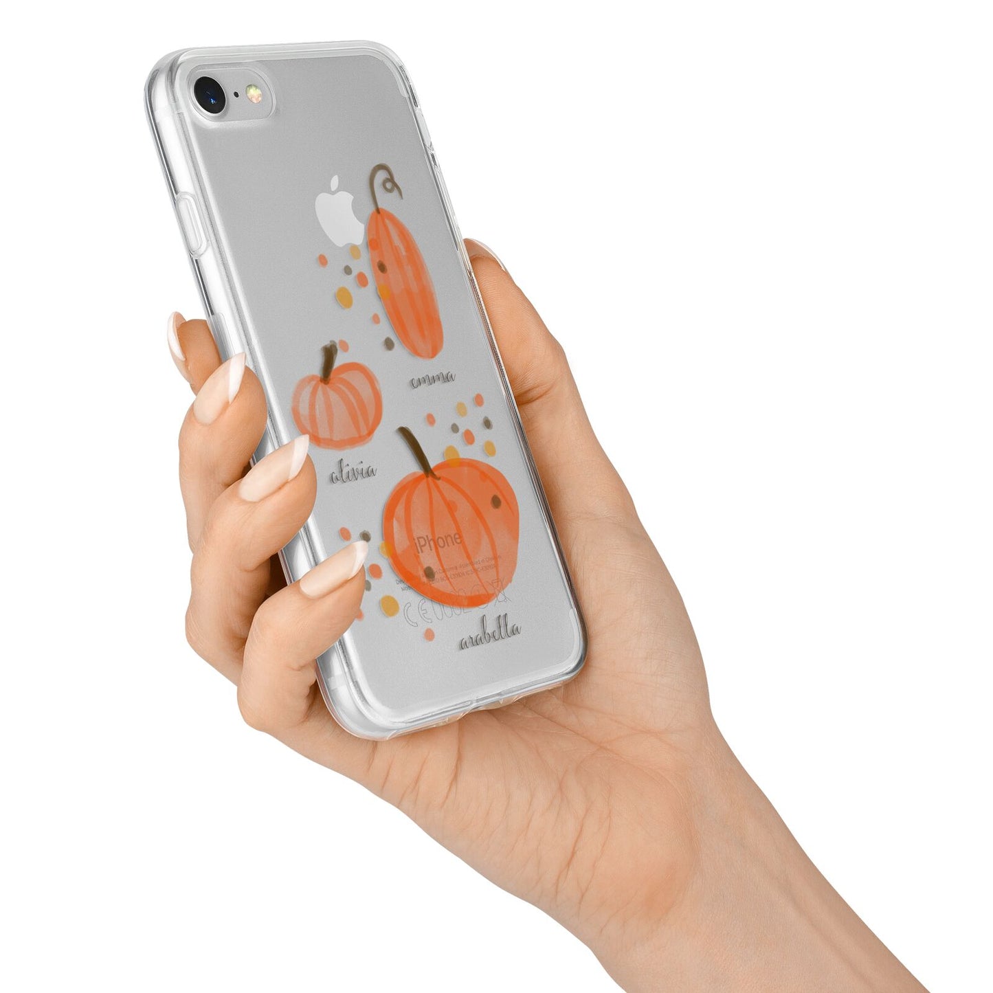 Three Pumpkins Personalised iPhone 7 Bumper Case on Silver iPhone Alternative Image